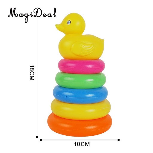 Đồ Chơi Tháp Chồng Vòng Tròn Vịt 5 Vòng 5 Màu + Vịt Vàng