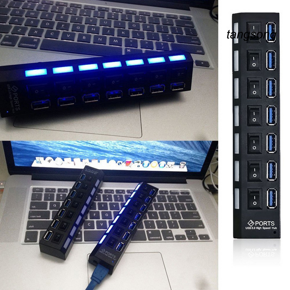 Đầu Chia 7 Cổng Usb 3.0 Có Công Tắc Cho Máy Tính