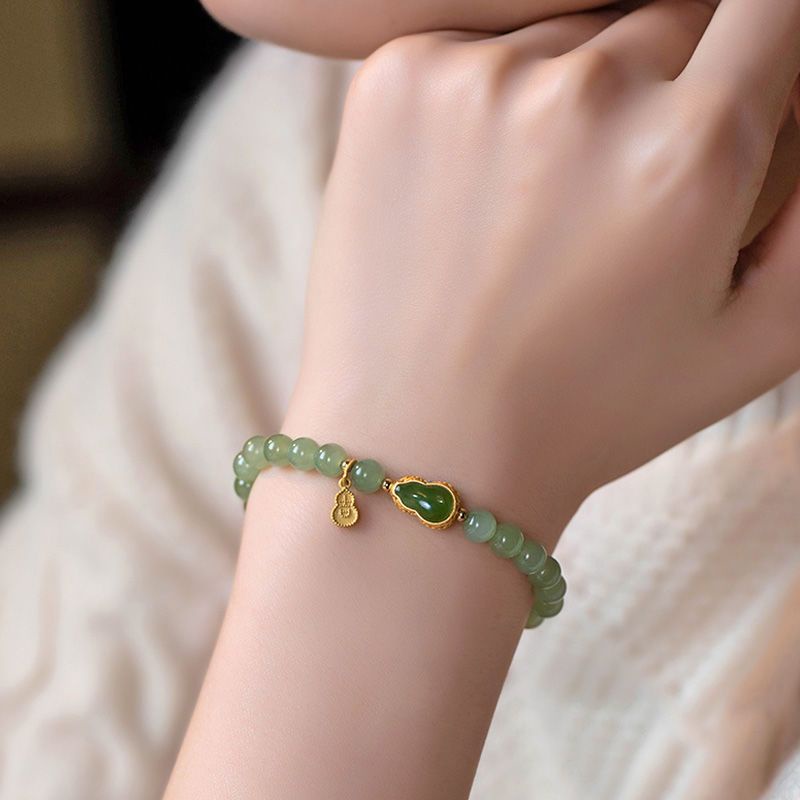 Vòng Tay Chuỗi Hạt Đá Trong Suốt Tự Nhiên Thấm Hút Nước Màu Xanh Lá Cây Phong Cách Cổ Điển Mới Fulu Chuyển Đổi An Toàn Và Tian ja