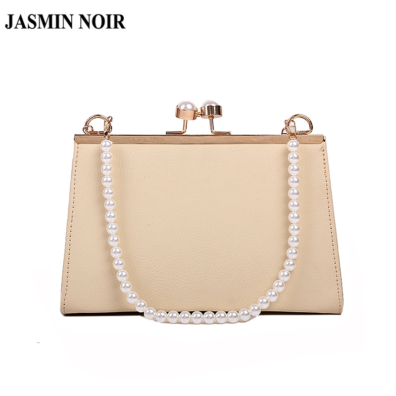 Túi Xách Nữ JASMIN NOIR Dạng Đai Kẹp Phối Dây Đeo Vai Xỏ Hạt Ngọc Trai Thời Trang