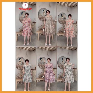 Váy bầu tơ hoa mùa hè .New 6 màu 45 -70kg (hình thật+hàng loại 1)