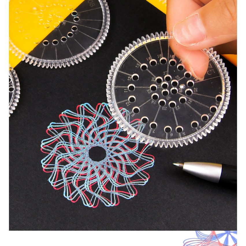 Bộ thước vẽ họa tiết sáng tạo 28 món kèm sách hướng dẫn chi tiết Spirograph