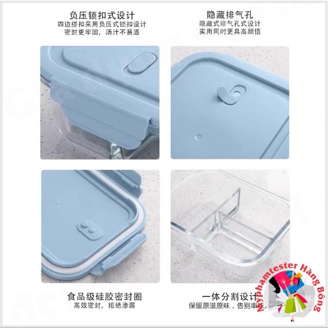 Hộp bảo quản cơm thuỷ tinh chia 2 hoặc 3 ngăn