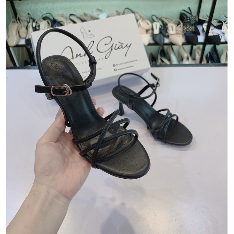 SD71 - Sandal dây mảnh da lì gót nhọn 7p cực chắc chắn