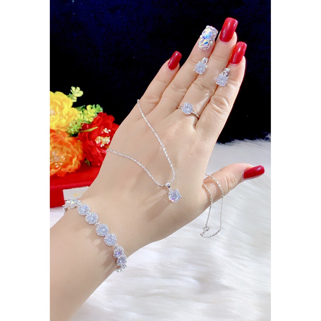 Bộ trang sức 4 món mạ bạch kim cao cấp P259