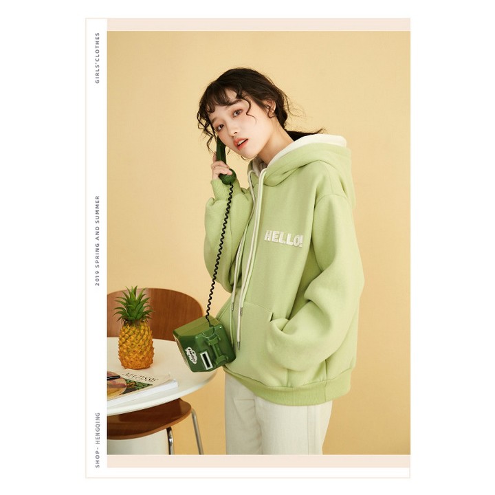 Áo Hoodie form rộng tay dài Hello chất nỉ bông mới 2019 | SaleOff247