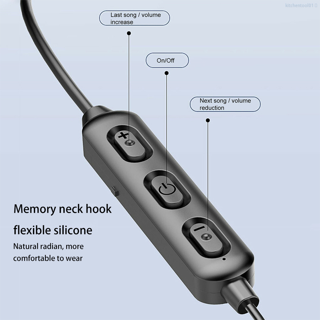 Bluetooth 5.0 Earphone Wireless In-ear Headphone IPX5 Waterproof Neck Hanging Sports Earphone, Black kitchentool01