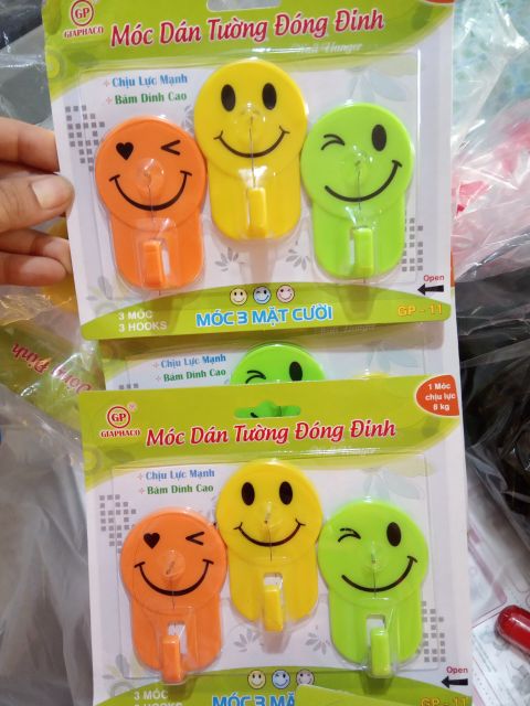Combo 3 Móc Dán Tường Đóng Đinh Mặt Cười