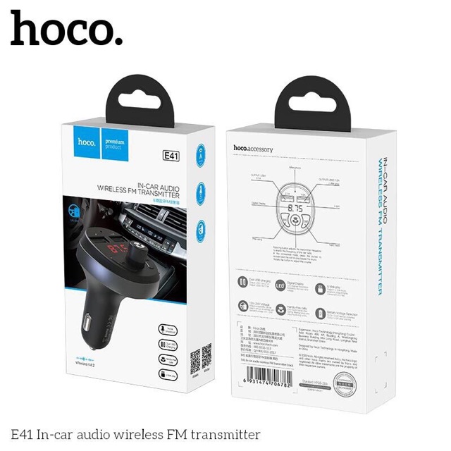 Tẩu sạc xe hơi Hoco E41 có 2 cổng usb và tẩu sạc hoco nghe nhạc được- Tẩu sạc đa năng phát nhạc trên oto