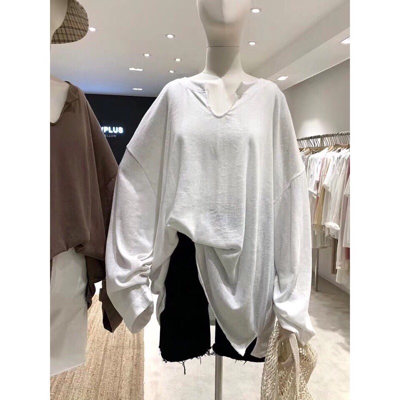 [Rẻ Vô Địch Áo Thun Giấy Oversize Cổ Xẻ A1027 RUBYSTORE