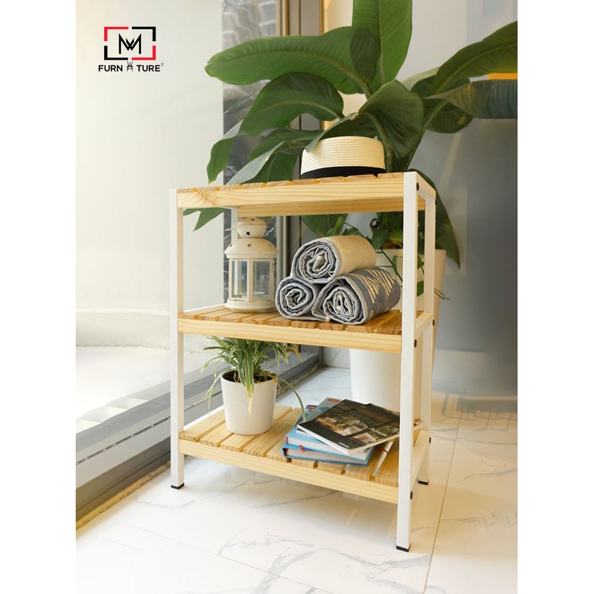 Kệ gỗ trang trí khung sắt tĩnh điện xuất khẩu hàn quốc cao cấp MW FURNITURE - Nội thất phòng khách