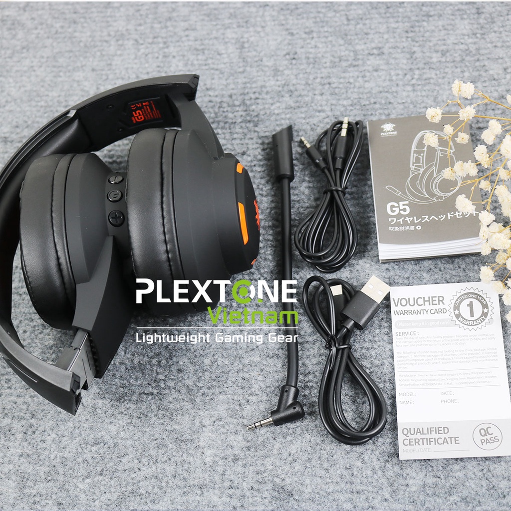 [Độc quyền] Tai nghe Gaming Không dây Chụp tai Plextone G5 Bluetooth 5.1 có Mic Đàm thoại nối dài Chống ồn