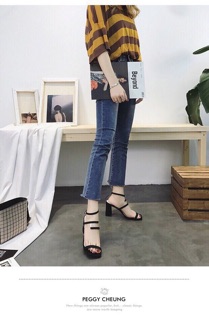 Sandal quai mảnh da lộn hàng qc fullbox