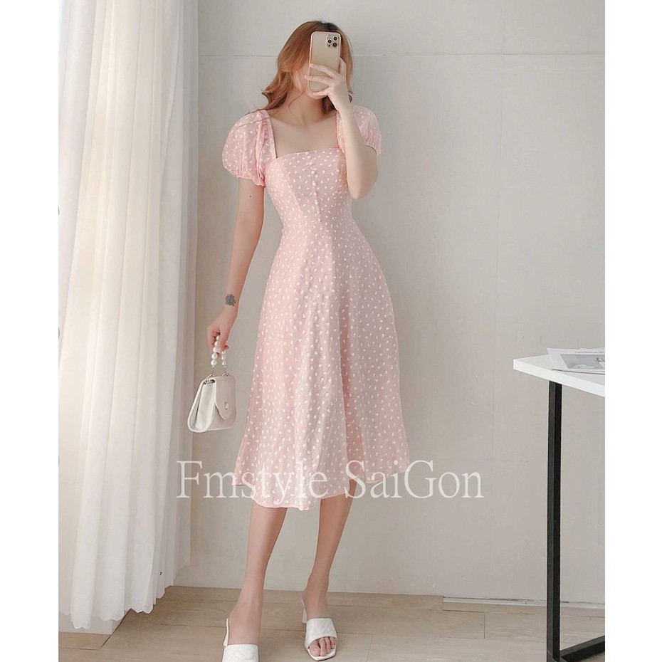 Đầm tay phồng phối nút ngọc có lót ullzang thời trang nữ FMStyle SaiGon 21VD06Y010901 | BigBuy360 - bigbuy360.vn