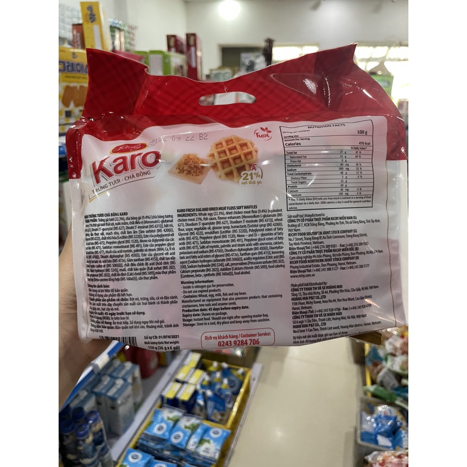 Bánh trứng tươi ruốc gà caro richy 156gr