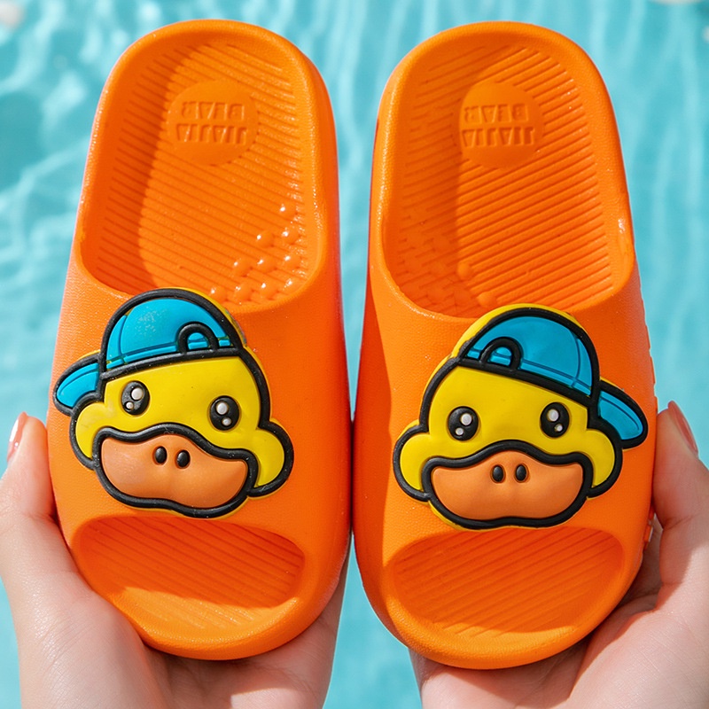 Dép bánh mì cho bé trai bé gái cao su đúc nguyên khối hình vịt đội nón