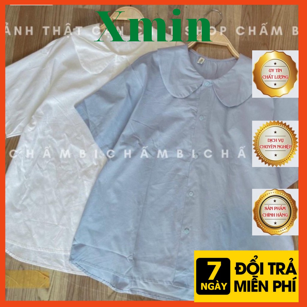 Áo kiểu hàn quốc A002, áo kiểu cổ sen nhỏ dáng babydoll trơn hai màu ngọt ngào xmin.fashion | BigBuy360 - bigbuy360.vn