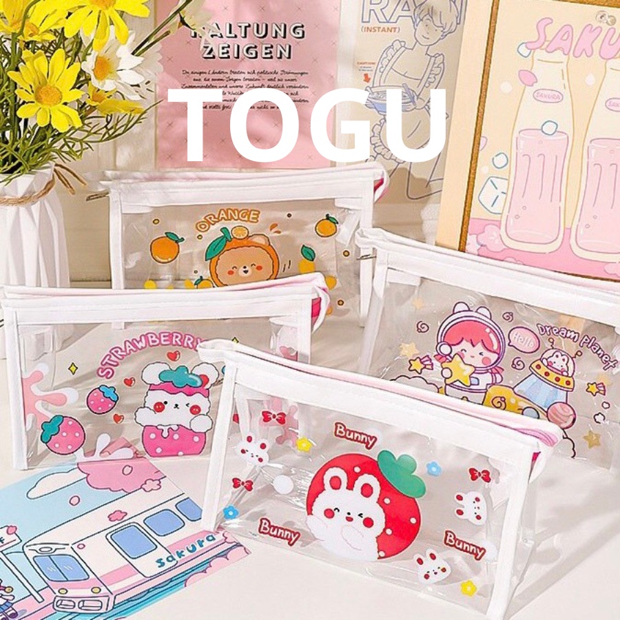 Túi đựng bút trong suốt TOGU hộp bút dễ thương túi đựng đồ dùng cá nhân hình hoạt dễ thương túi đựng đồ du lịch