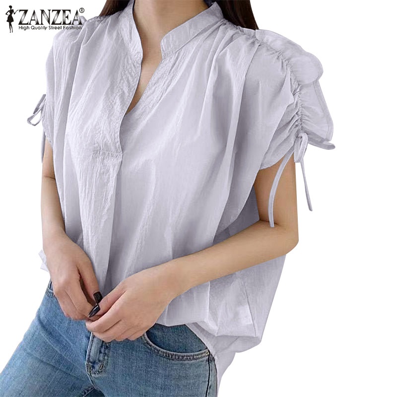 Zanzea Áo Tay Ngắn Cổ Chữ V Phong Cách Hàn Quốc Thời Trang Cho Nữ