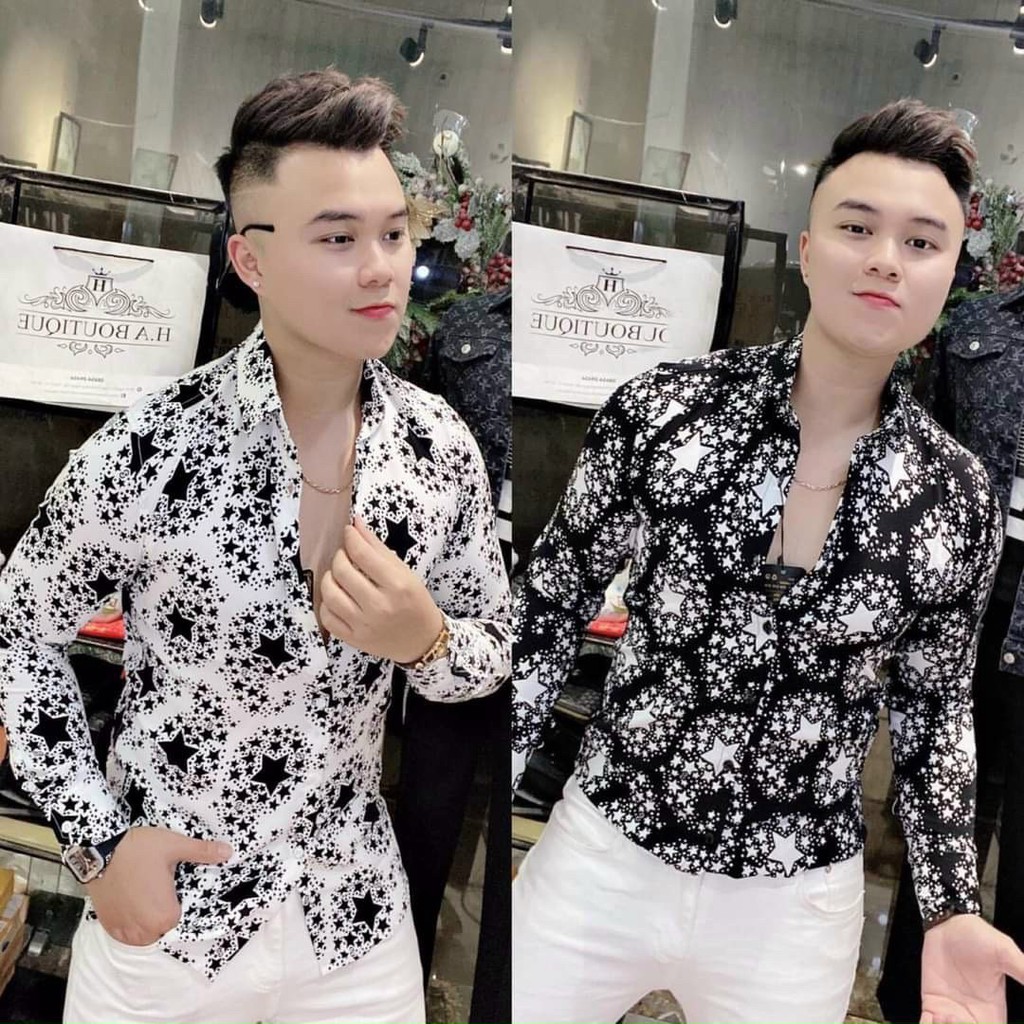 [Mã FAMAYMA2 giảm 10K đơn 50K] Áo sơ mi nam tay dài họa tiết thời trang SHOP MR VAN
