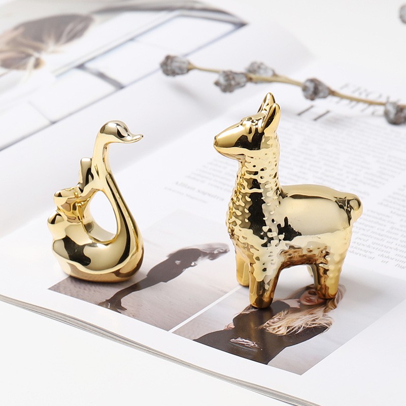 🔥𝐇𝐎𝐓 𝐃𝐄𝐀𝐋🔥Tượng Thú Vàng Decor Tinh Xảo Phong Cách Bắc Âu Trang Trí Bàn MQ-049