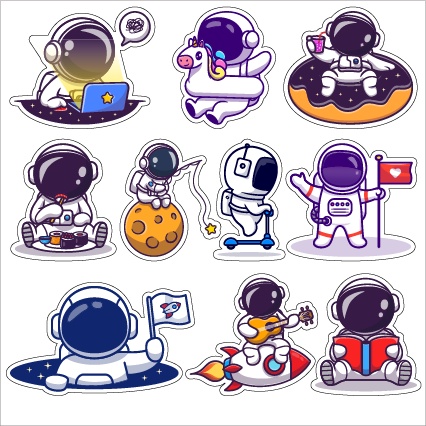 Bộ 10 Sticker ủi - Tem Ủi Nhiệt hình SPace dễ thương - Ủi áo - ủi balo - ủi nón