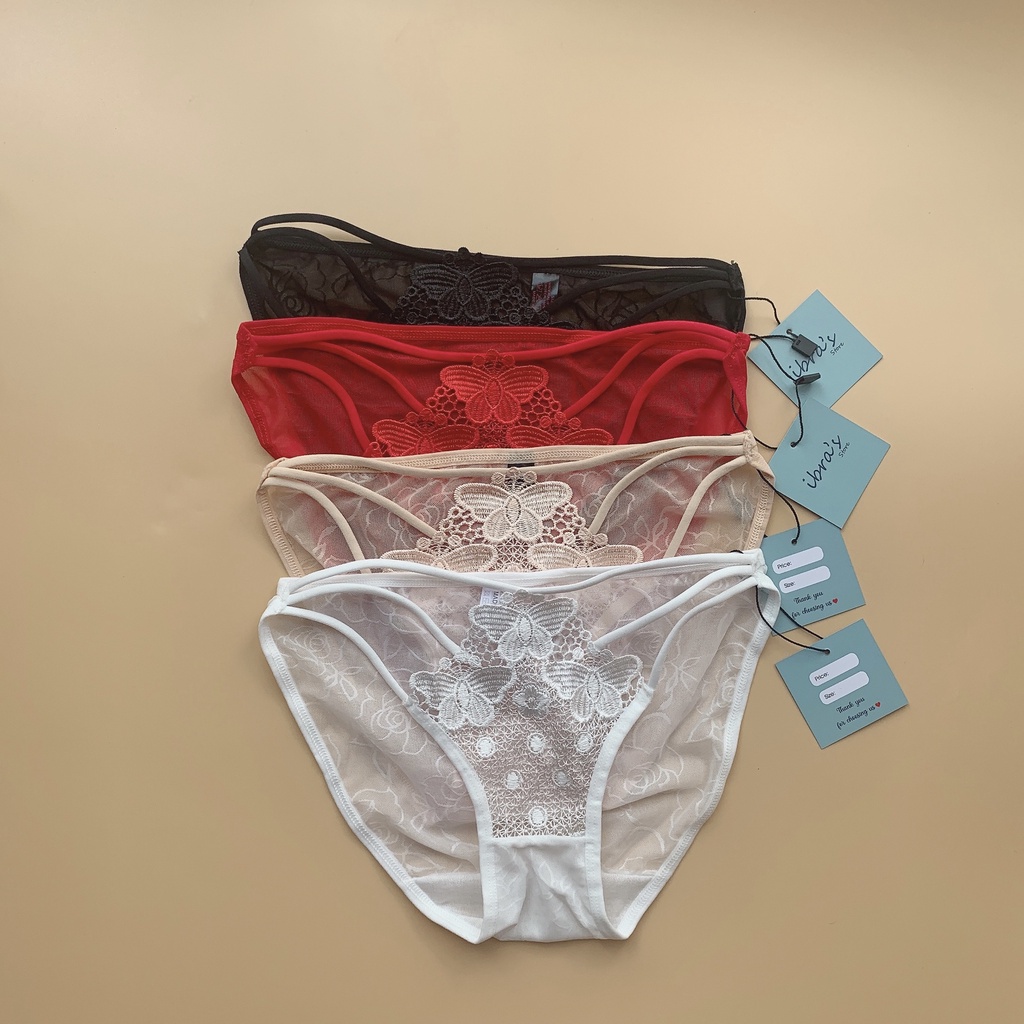 Quần lót ren sexy iBra's Store siêu mỏng xuyên thấu Quần lót nữ gợi cảm hoạ tiết xinh quyến rũ dáng full mông #ib061