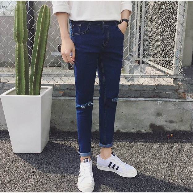 [HOT] Jean rách xanh Hàn Quốc form skinny A205