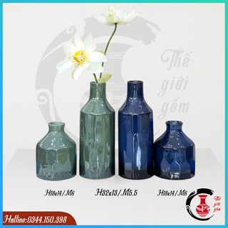 Lọ hoa men kính dáng chai vát Bát Tràng