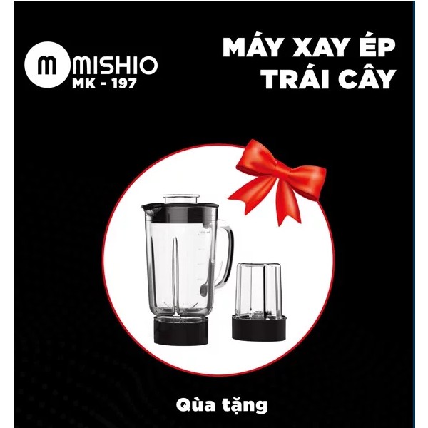 Máy ép trái cây cao cấp Mishio MK-197 tặng cối sinh tố + cối xay khô