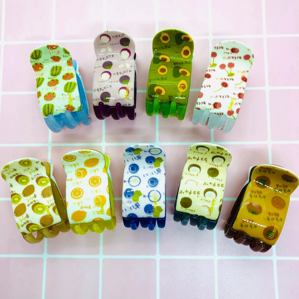 Kẹp tóc càng cua 5 răng 3D họa tiêt trái cây cute