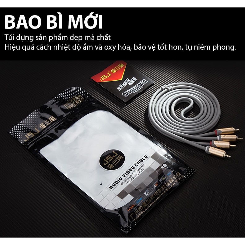 Combo 2 dây tín hiệu 4 đầu bông sen (AV/RCA) JSJ 4422 dài 1.8m - 5m thiết kế nâng cấp mạ vàng, chống nhiễu cực tốt