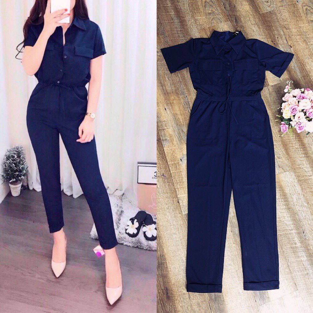 Đồ Jum 💕FREESHIP💕 Jumsuit dáng dài xắn lai 2 túi ngực thắt dây nơ TJ973 | BigBuy360 - bigbuy360.vn