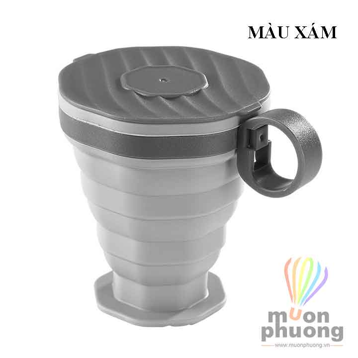 Ly uống nước 220ml silicone hình bát giác xếp gọn có tay cầm dã ngoại, du lịch hoặc sử dụng hàng ngày - MUÔN PHƯƠNG SHOP