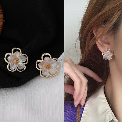 Khuyên tai hình bông hoa đính đá sang trọng cho nữ