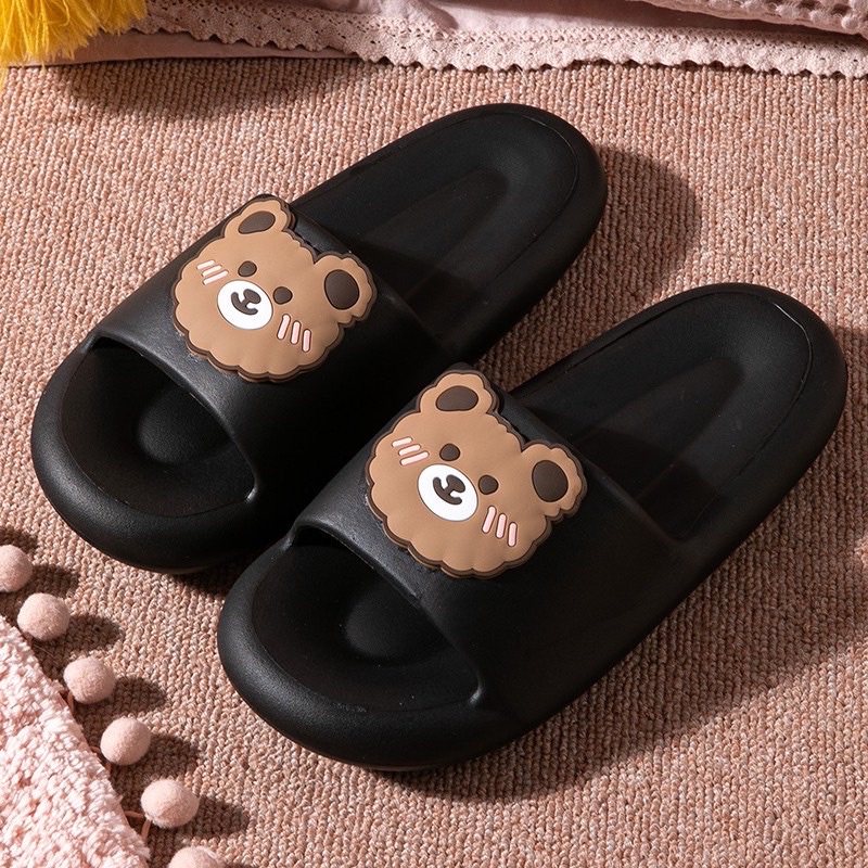 Dép nam và nữ quai ngang bánh mì hình gấu siêu cute