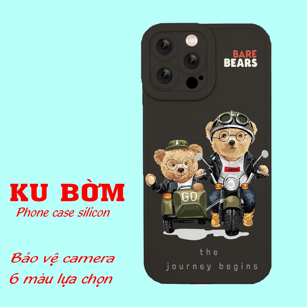 Ốp lưng IP gấu bông hai chú gấu đi phượt cho Iphone 6 7 8 Plus 11 12 13 mini Pro Max X Xr HA-22BEAR009