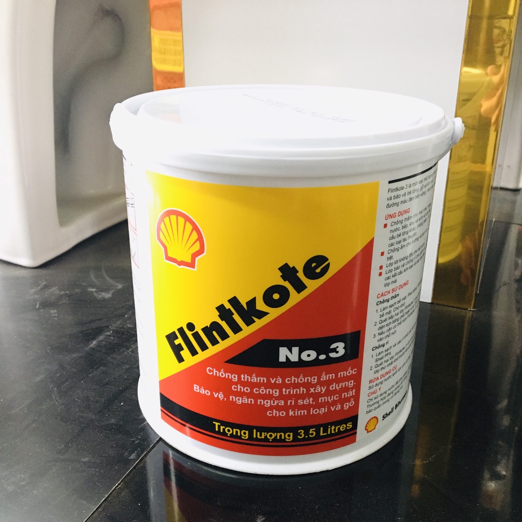 Sơn chống thấm Flintkote 3.5kg,1kg, sơn chống thấm hồ nước, hồ cá Koi đa năng, Shell flintkote No3 3.5L, 1L