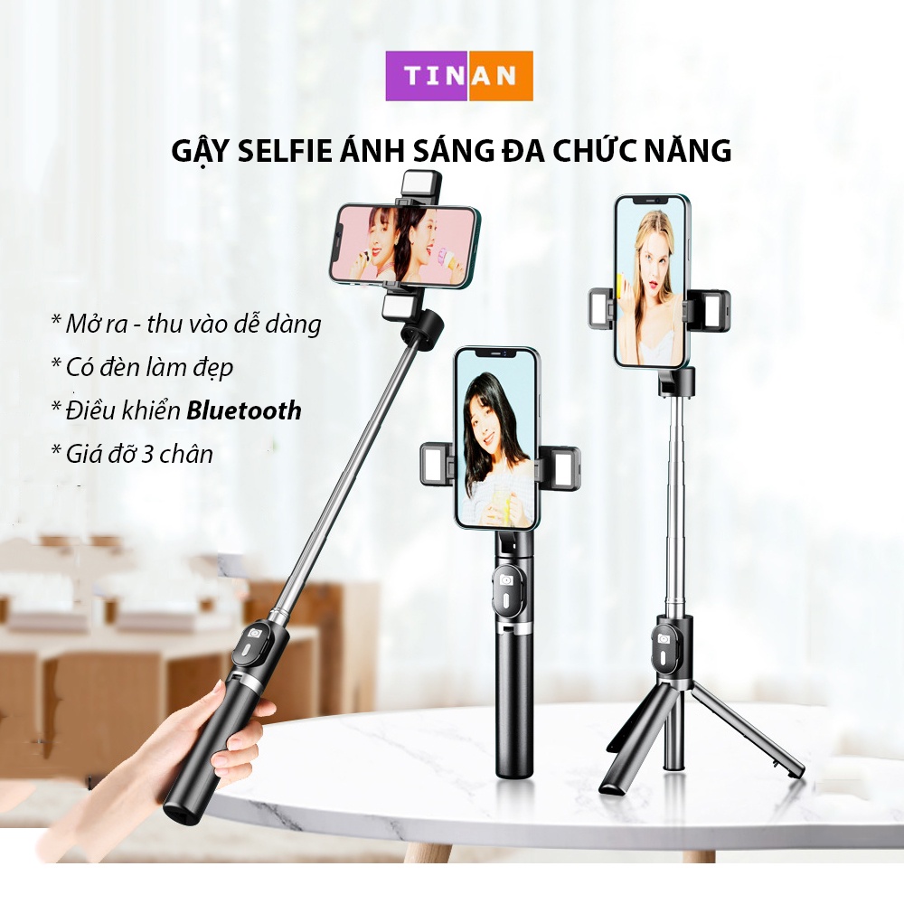 Gậy Chụp Ảnh Selfie Bluetooth Có Đèn LED, Gậy Selfie Bluetooth Có Đèn, Tripod Chụp Ảnh Selfie P60