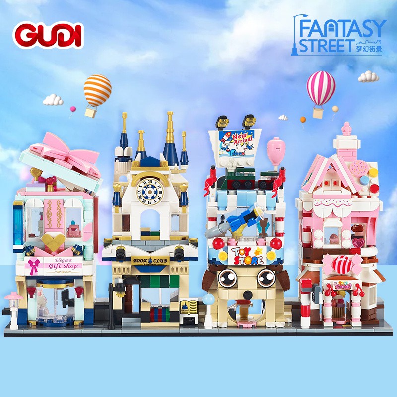 (Hộp móp) Đồ chơi xếp hình cửa hàng đường phố hiện đại