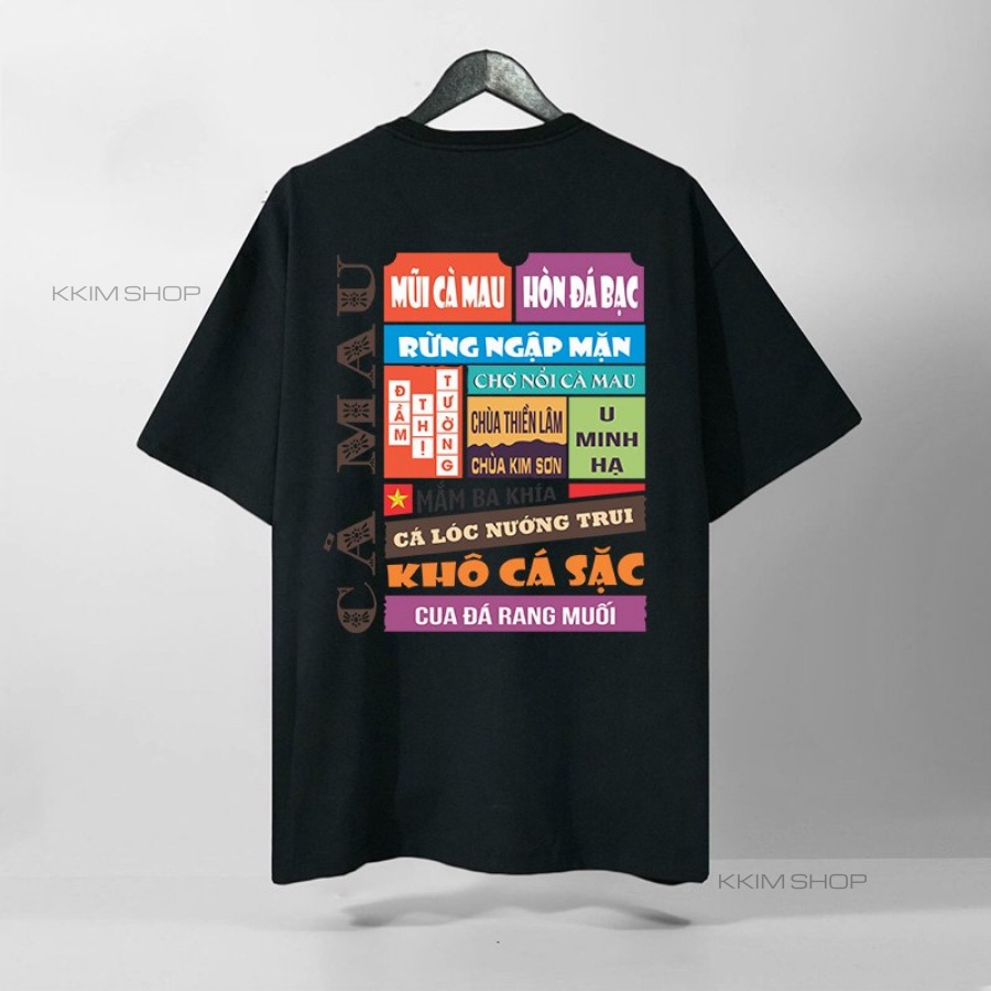 Áo thun tay lỡ CÀ MAU, Áo phông 63 tỉnh thành Form rộng oversize, chất liệu Cotton KKIMSHOP