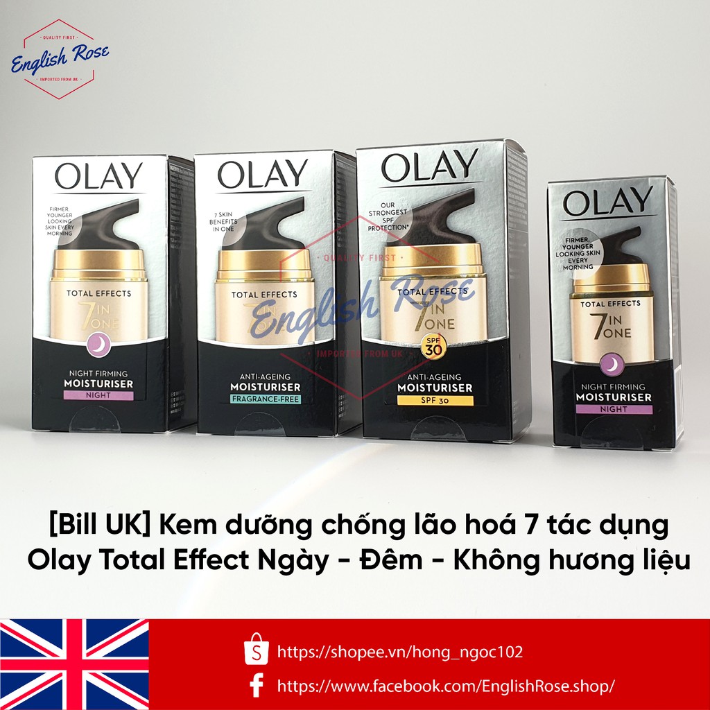 [BẢN UK Made in Poland] Kem dưỡng chống lão hoá 7 tác dụng Olay Total Effect Ngày Đêm 50ml