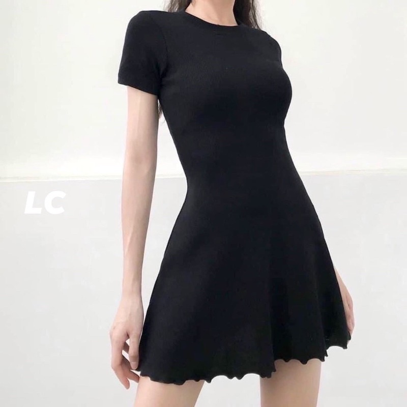 Váy Đen Đuôi Bèo Cộc Tay L.Y Store Nữ  🌸 Đầm dáng ôm body, thiết kế bánh bèo tiểu thư Ulzzang HOT 🌸