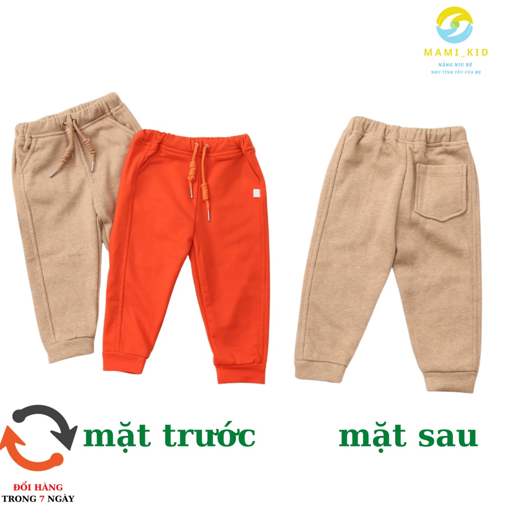 quần bé trai bé gái chất dạ nỉ mềm siêu đẹp, mamikid, đủ size từ 15-38kg