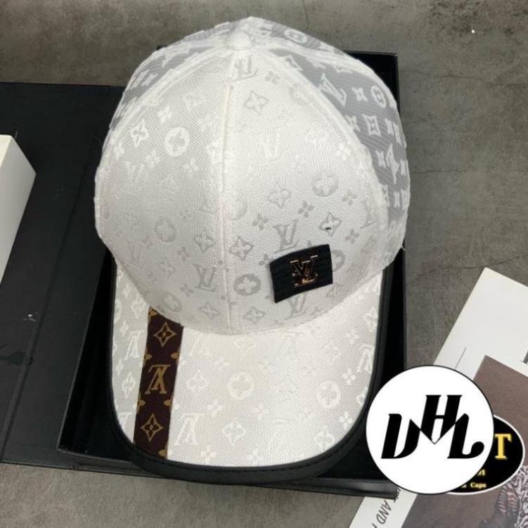 Mũ Lưỡi Trai Von LV Phối Viền Da Gắn Logo Nổi Phối Lưới Thời Trang Cao Cấp