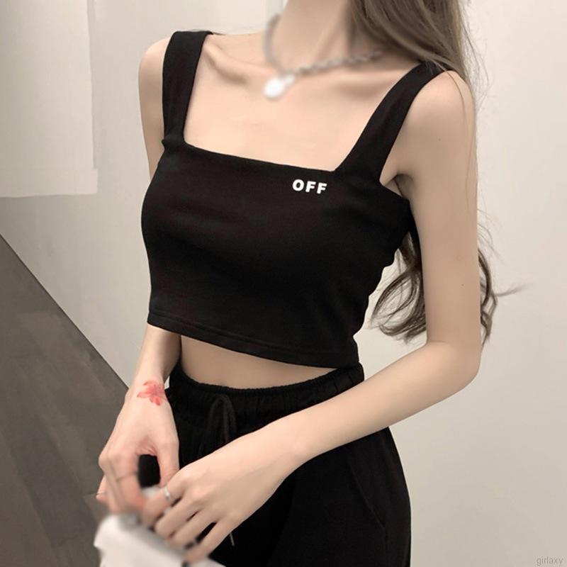 Áo ba lỗ dệt kim phối họa tiết chữ thời trang Hàn Quốc trẻ trung cho nữ