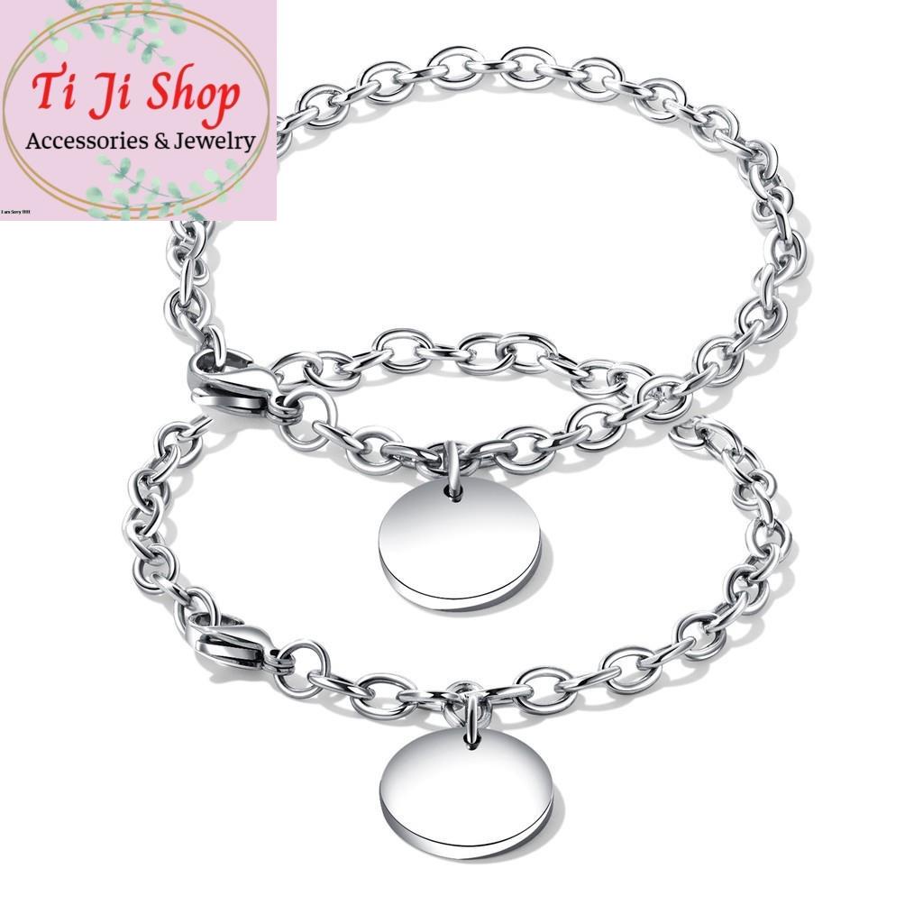 Lắc tay vòng tay titan xích ko gỉ khắc chữ theo yêu cầu gắn charm