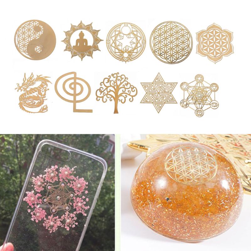 Miếng Dán Orgonite Bằng Nhựa Resin Đồng Dùng Làm Trang Sức DIY