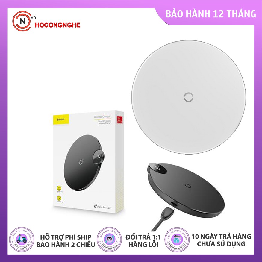 CHÍNH HÃNG Dock sạc không dây Baseus Digtal LED Display Wireless Charger WXSX {BẢO HÀNH ĐỔI MỚI}