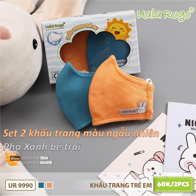 [UALA ROGO] Set 2 Khẩu Trang Vải Cho Bé Từ 1 - 5 tuổi UALA ROGO 9990